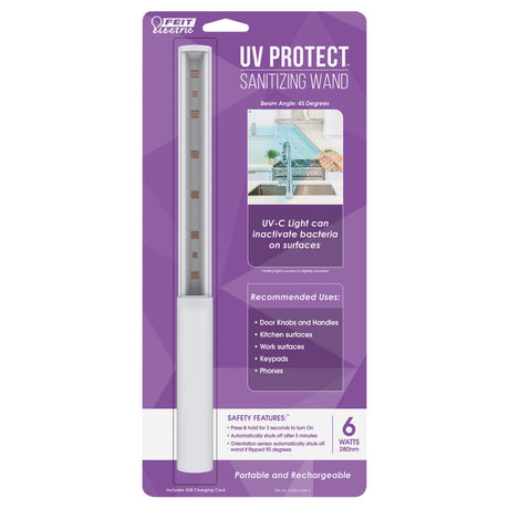 Electric 6W 270-280nm White UV Protect Sanitizing Wand Light UVC/WAND6WLED18