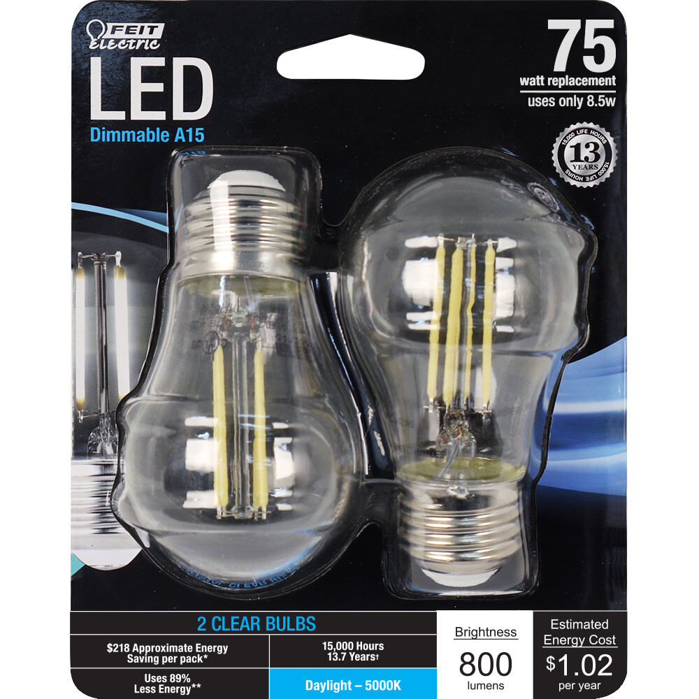 75W A15 5000K Dimmable LED Bulb 2pk BPA1575850FIL2