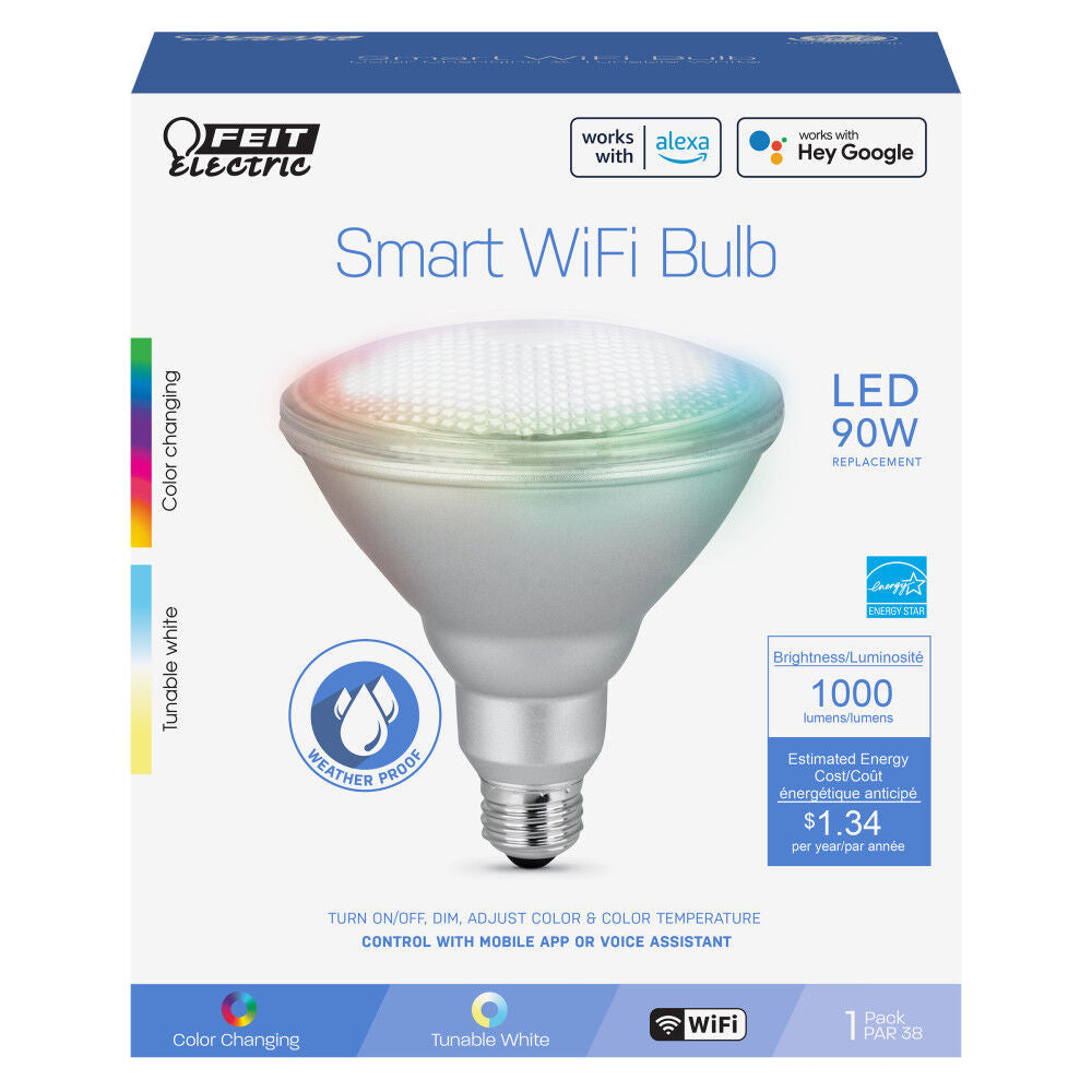 90W RGBW PAR38 LED WiFi Smart Light Bulb 1pk PAR38/RGBWCA/AG