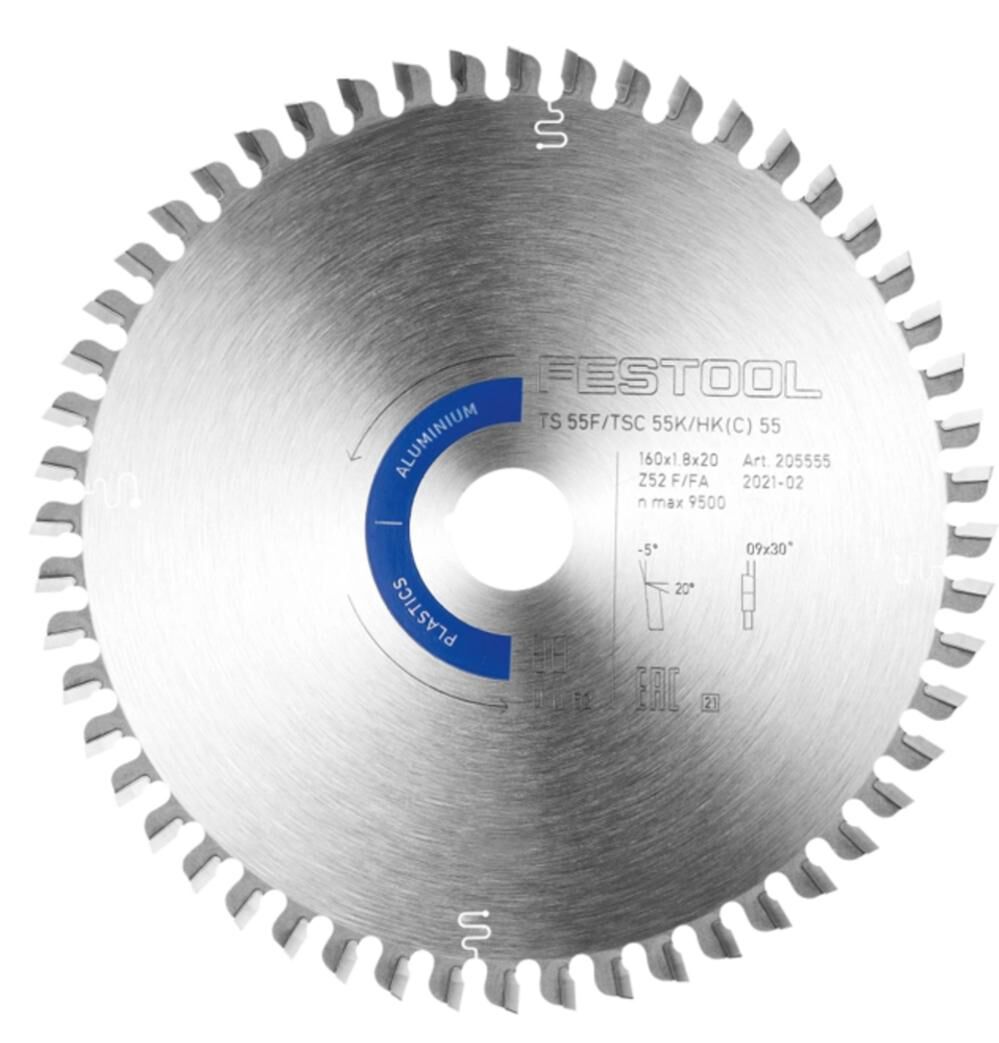 Saw Blade Aluminum and Plastics 52 Tooth for TSC 55 K 205563