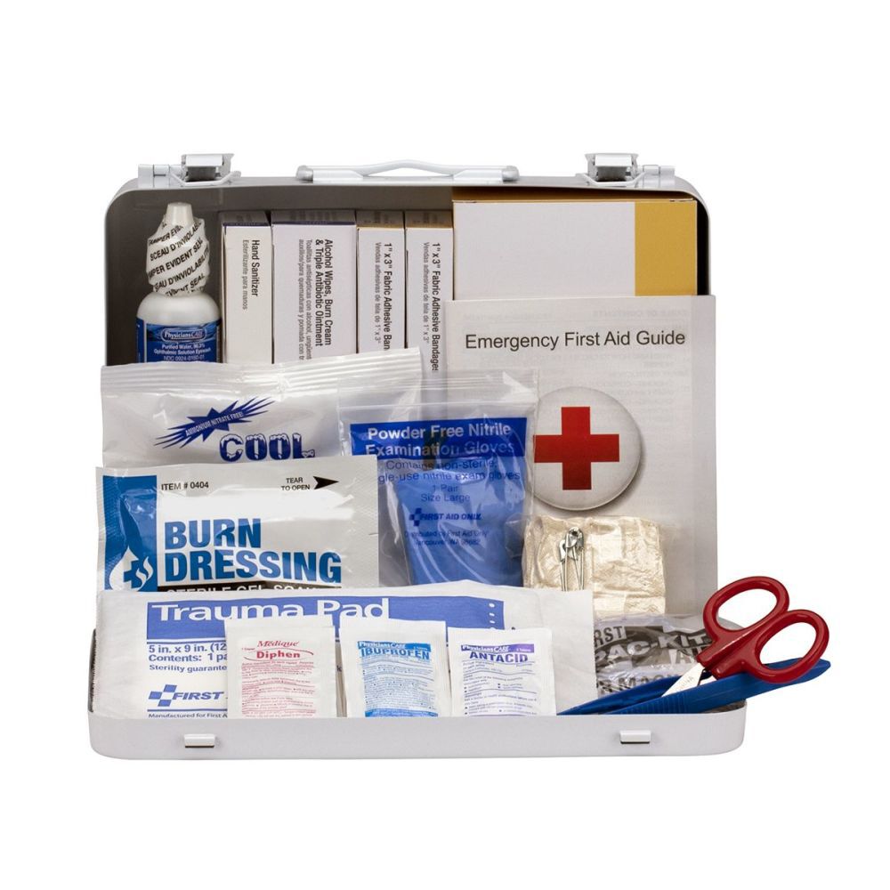 First Aid Kit 25 Person Heavy Duty Metal Portable 91336