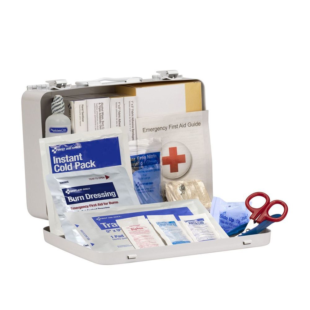 First Aid Kit 25 Person Heavy Duty Metal Portable 91336