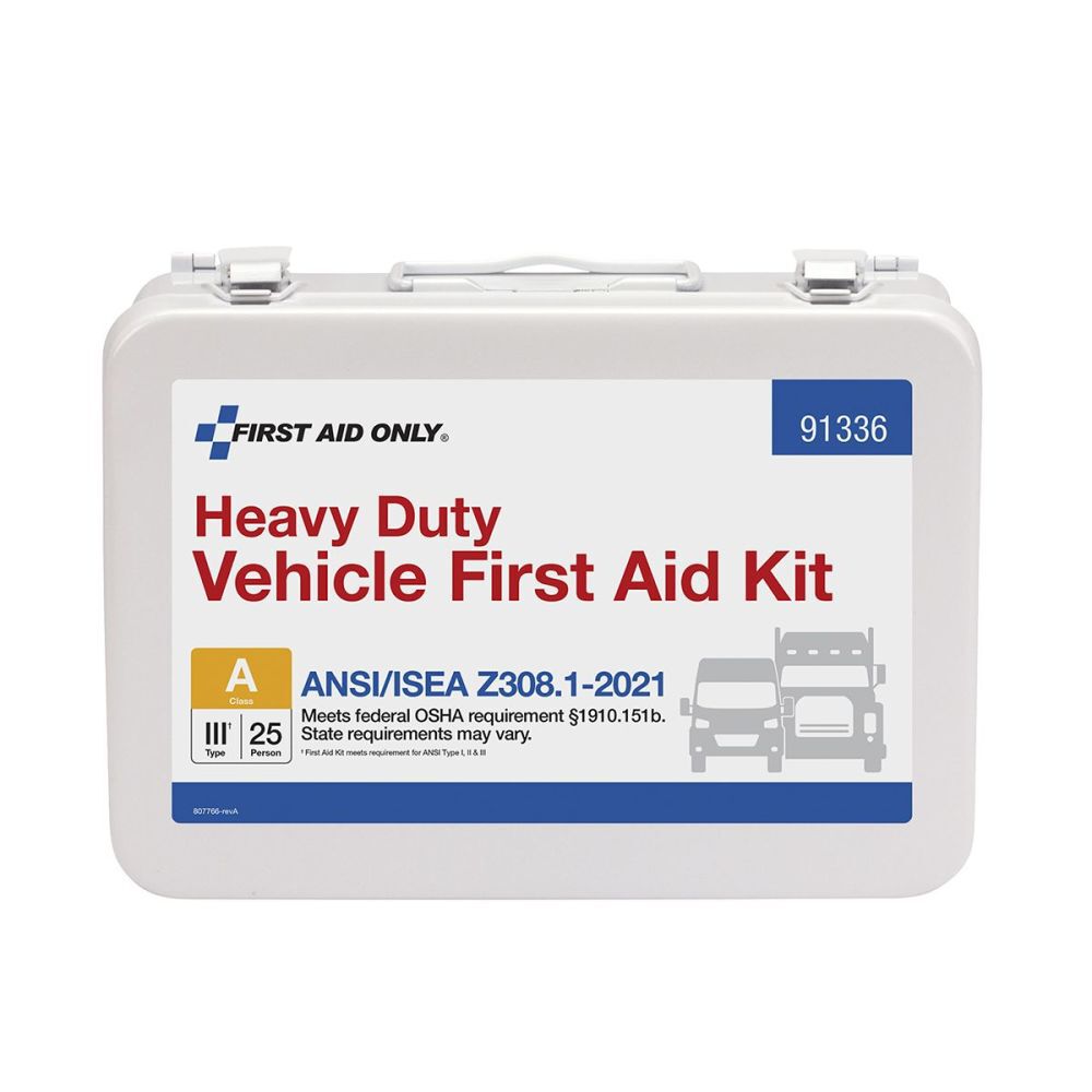 First Aid Kit 25 Person Heavy Duty Metal Portable 91336