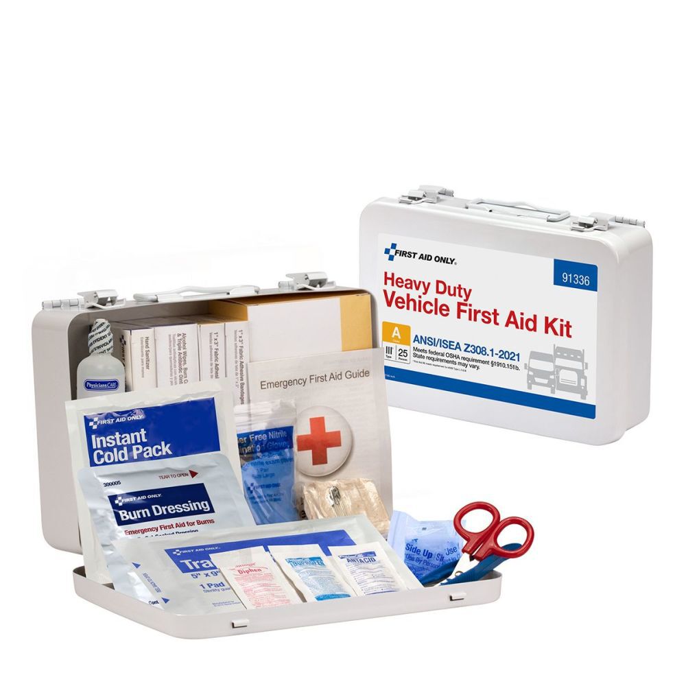 First Aid Kit 25 Person Heavy Duty Metal Portable 91336