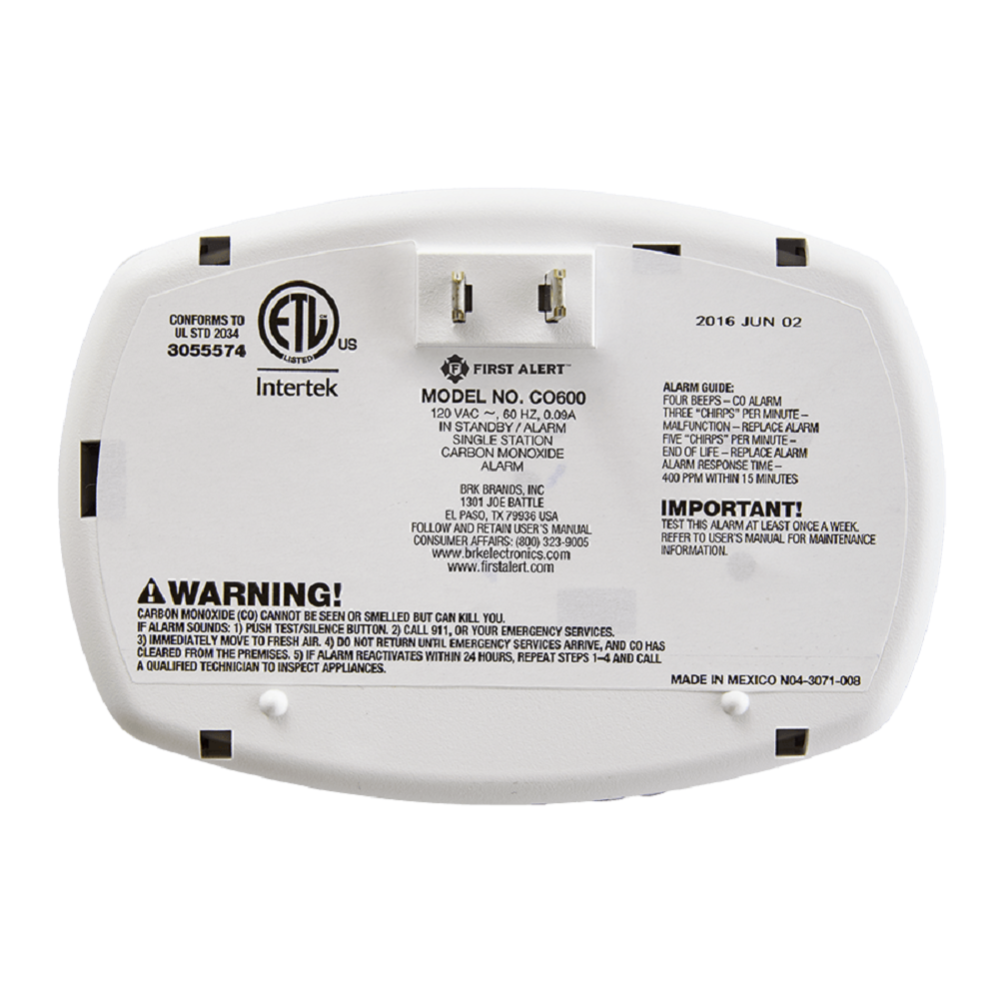 Plug-In Carbon Monoxide Alarm 1039730