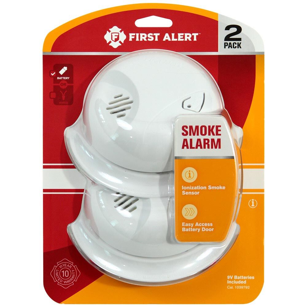 Battery Operated Ionization Smoke Alarm 2pk 1039792