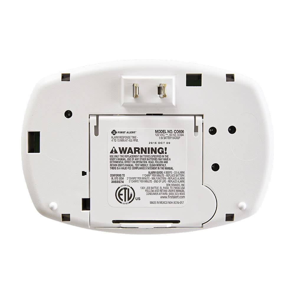 Carbon Monoxide Plug In Alarm with Battery Backup 1039734