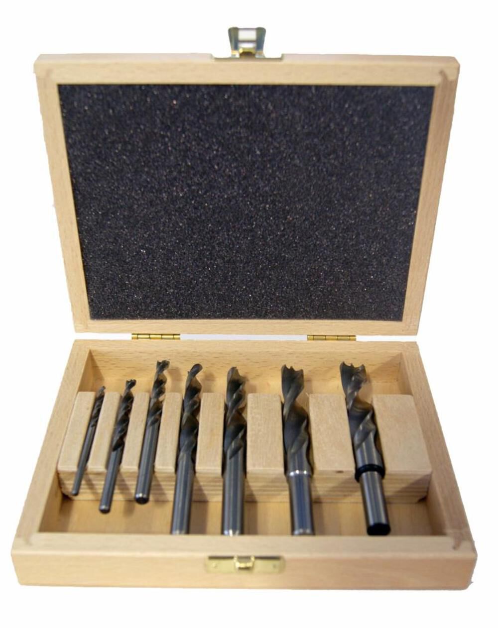 7 Piece HSS Brad Point Bit Set in Wooden Box 1/8in - 1/2in Diameter FSF-320814