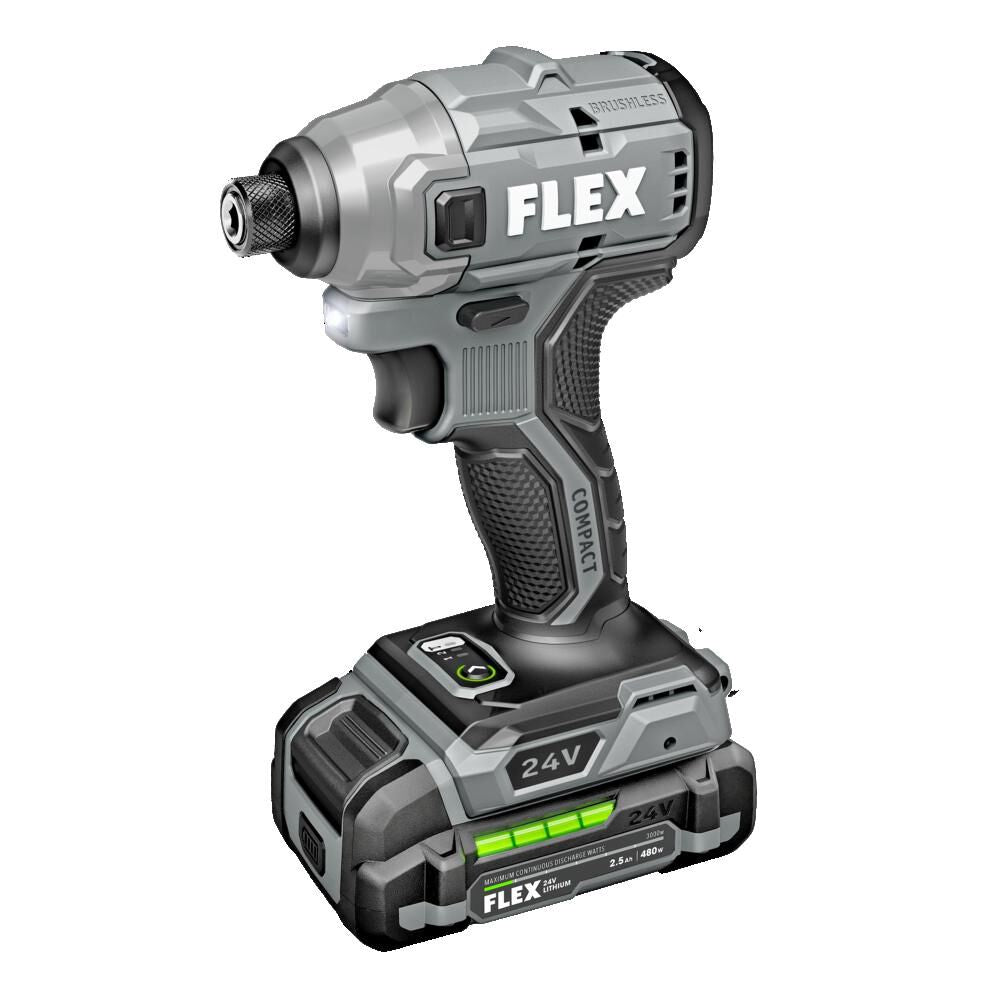 COMPACT 24-volt 1/4-in Brushless Cordless Impact Driver (1-Battery Included, Charger Included and Soft Bag included) FX1331-1A