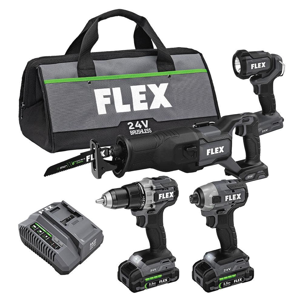 24V Drill Driver Impact Driver Reciprocating Saw and Work Light Kit FXM401-2A