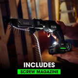 24V Drywall Screw Gun With Magazine Attachment and Cut Out Tool Kit FXM203-2A