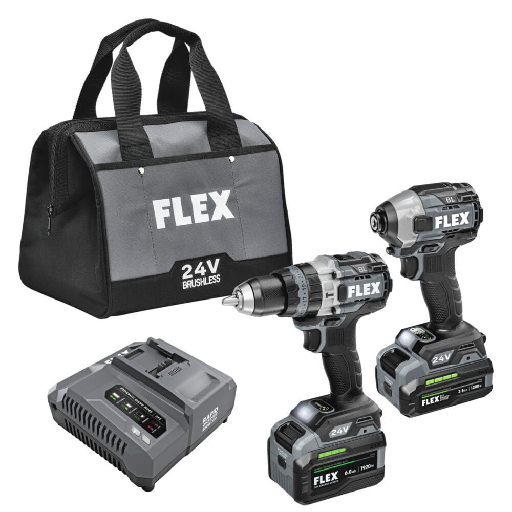 24-volt 2-Tool Brushless Power Tool Combo Kit with Soft Case (2-Batteries Included and Charger Included) FXM202-2G