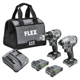 COMPACT 24-volt 2-Tool Brushless Power Tool Combo Kit with Soft Case (2-Batteries Included and Charger Included) FXM205-2A