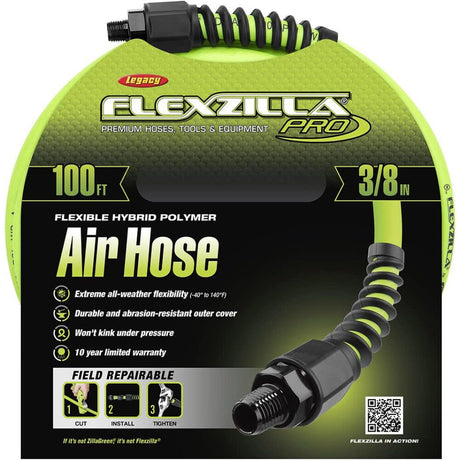 3/8 Inch x 100ft ZillaGreen Repairable Air Hose HFZP38100YW2