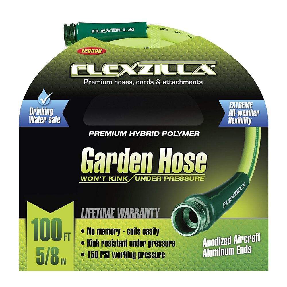 5/8in x 100' ZillaGreen garden hose with 3/4in GHT ends HFZG5100YW