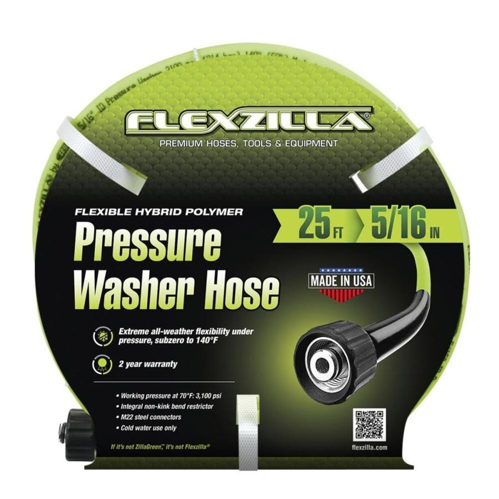 Pressure Washer Hose 5/16in x 25' M22 Fittings HFZPW3525M