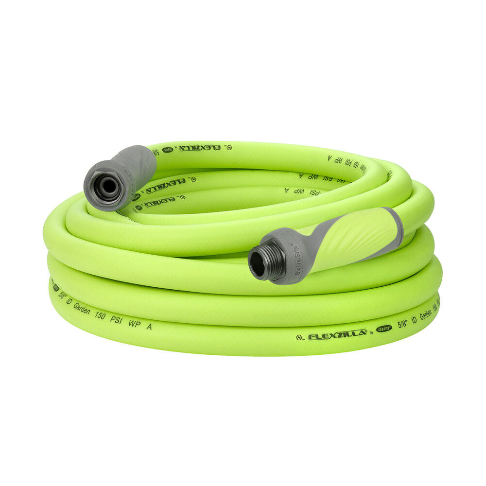 SwivelGrip Garden Hose, 5/8 Inch x 25 Feet, 3/4 Inch - 11 1/2 GHT Fittings, ZillaGreen HFZG525YWS