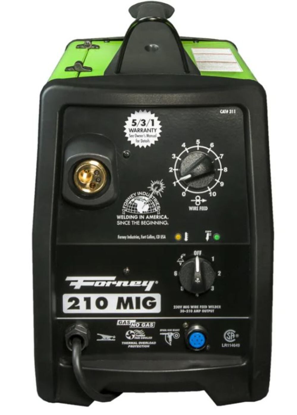 Green 230V 210A 210 MIG Welder with 10 ft Lead 311