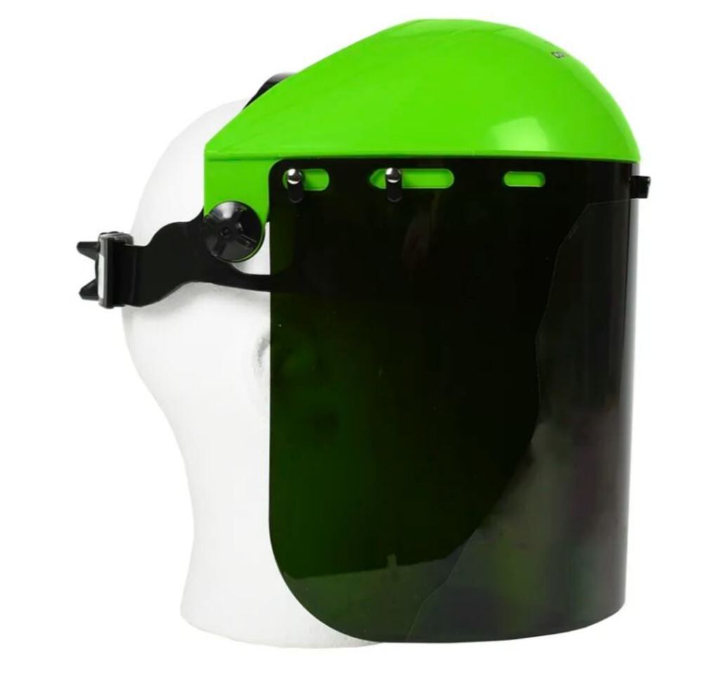 Green Polycarbonate Grinding Shield Assembly with Ratchet Headgear 58610