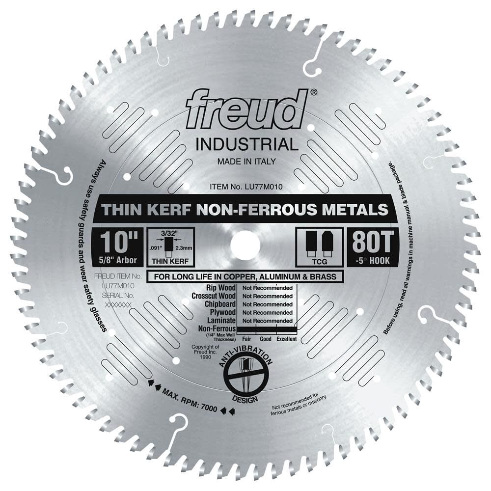 10 In. x 80T Thin Kerf Non-Ferrous Metal Blade LU77M010