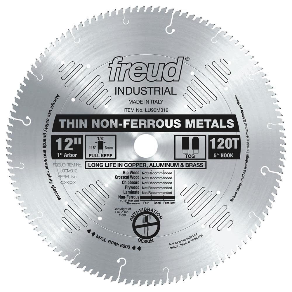 12 In. x 120T Thin Stock Non-Ferrous Metal Blade LU90M012