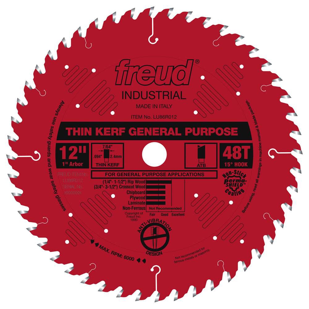 12 In. x 48T Thin Kerf General Purpose Blade LU86R012