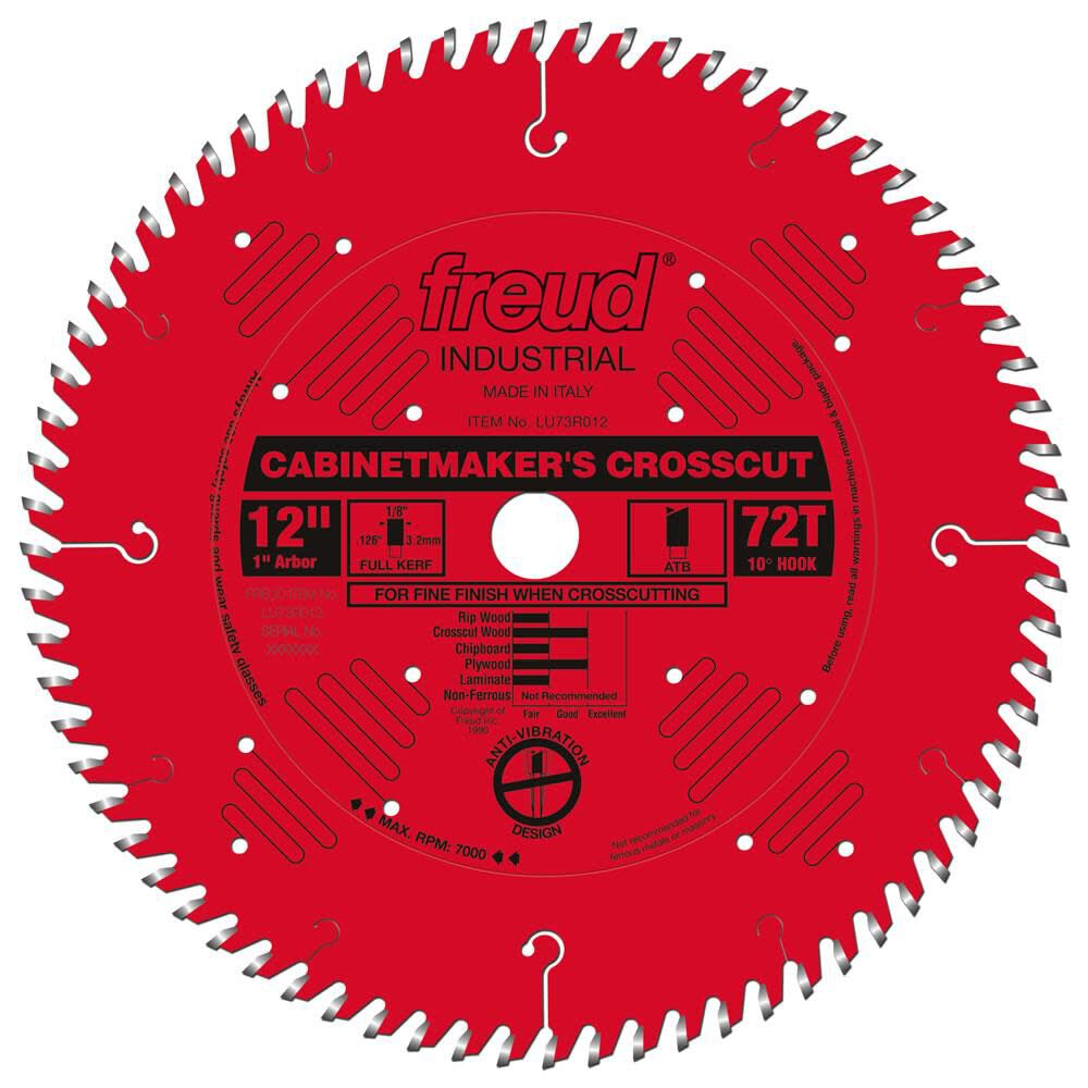 12 In. x 72T Cabinetmakers Crosscut Blade LU73R012