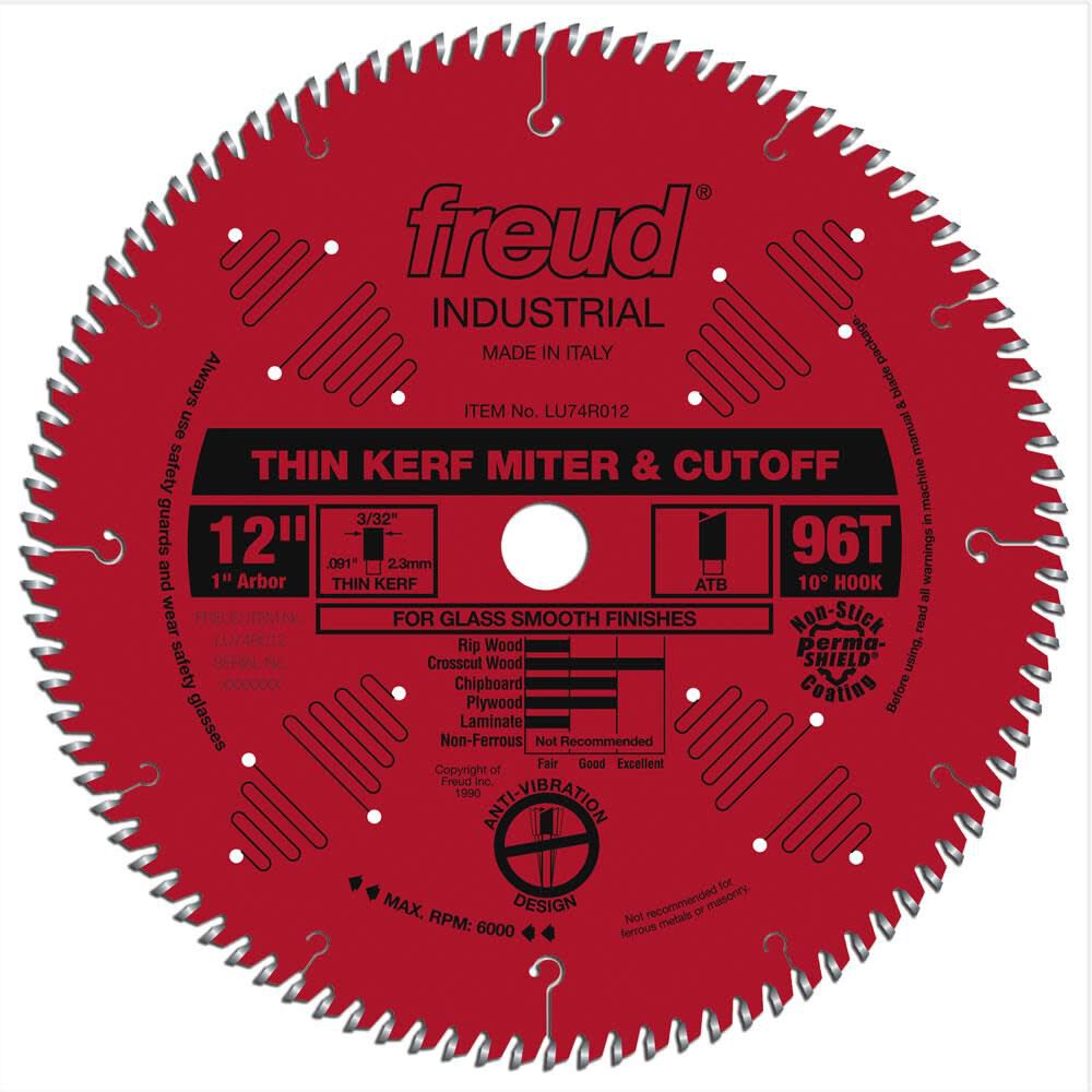 12 In. x 96T Thin Kerf Ultimate Cut-Off Blade LU74R012