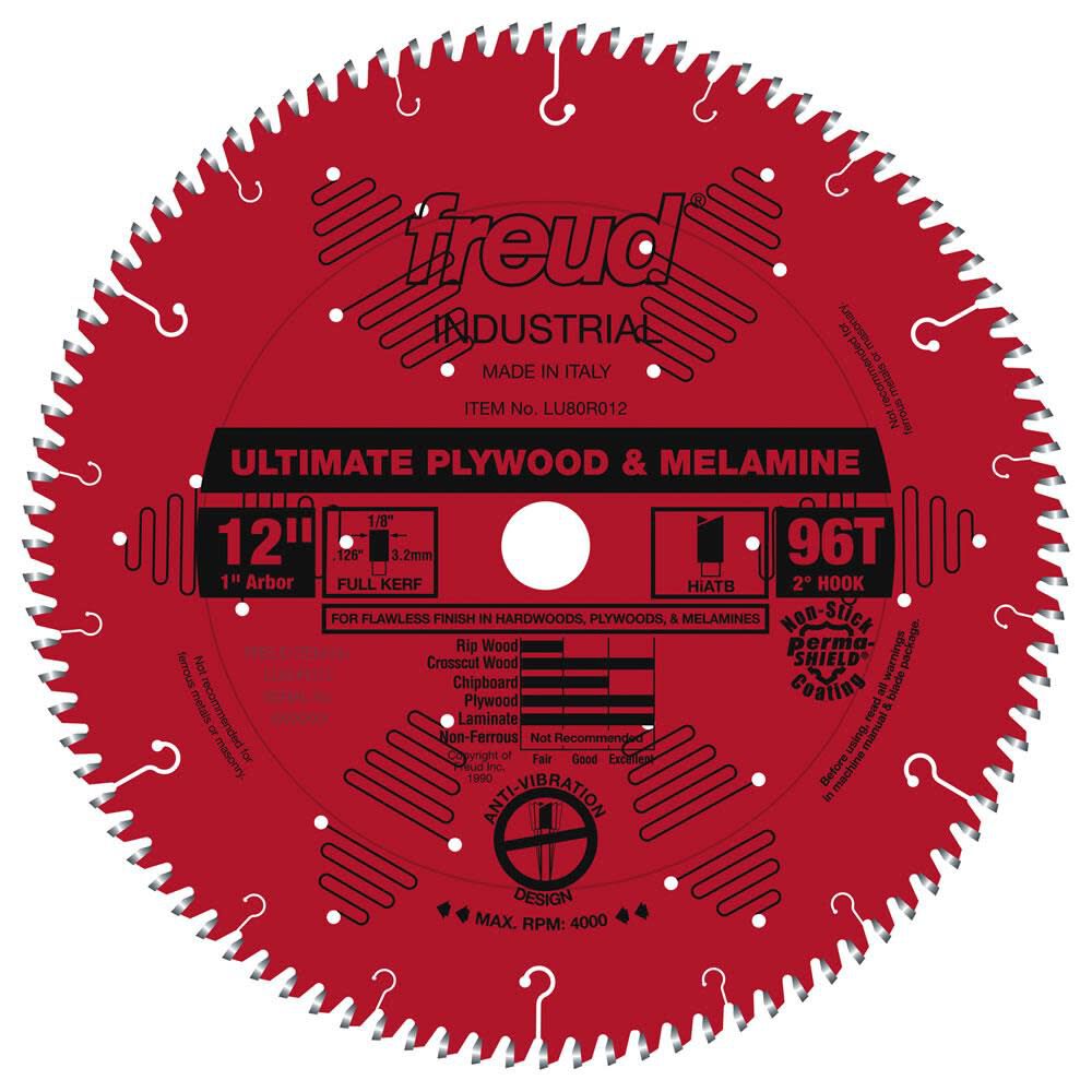 12 In. x 96T Ultimate Plywood & Melamine Blade LU80R012