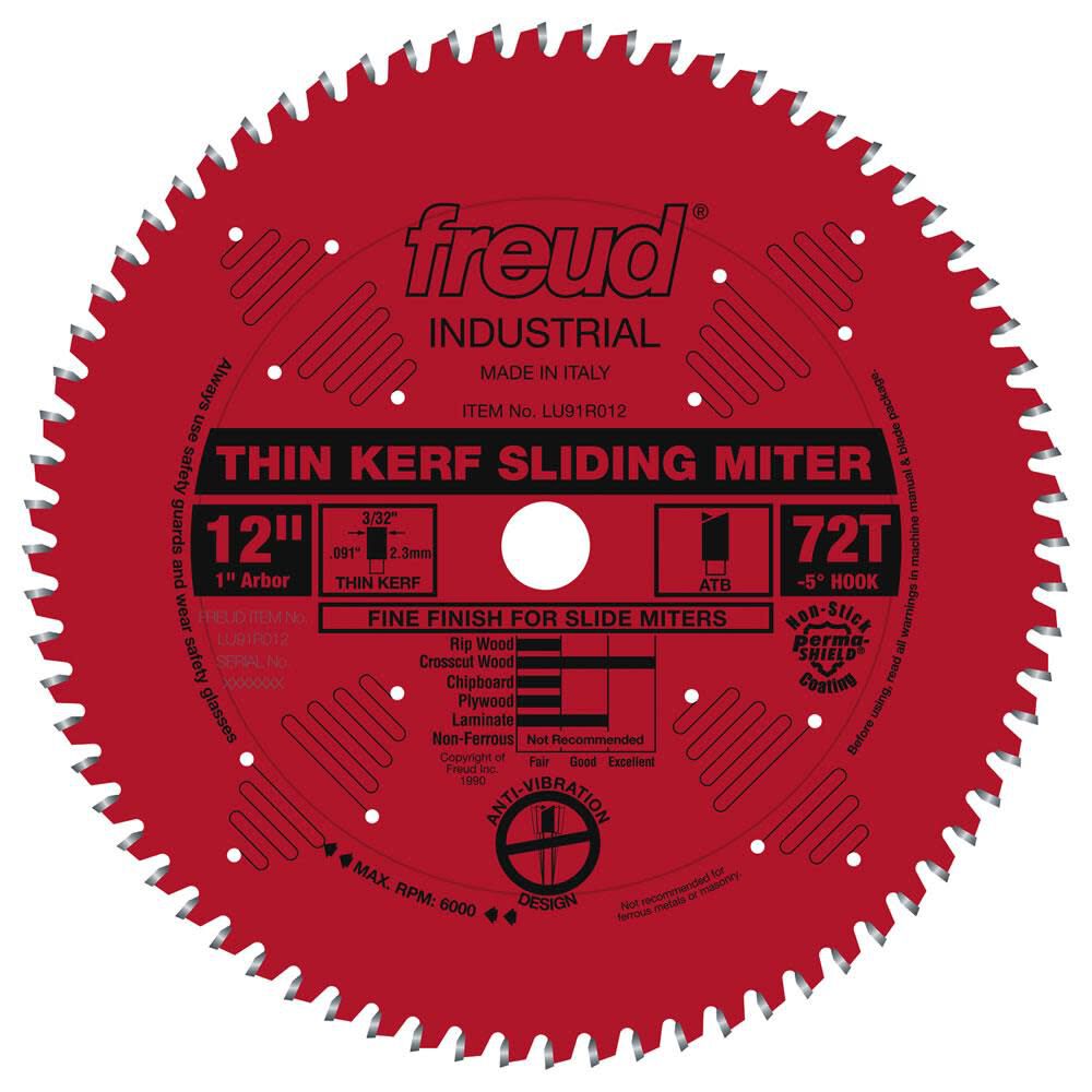 12in Thin Kerf Sliding Compound Miter Blade with Perma-SHIELD Coating LU91R012