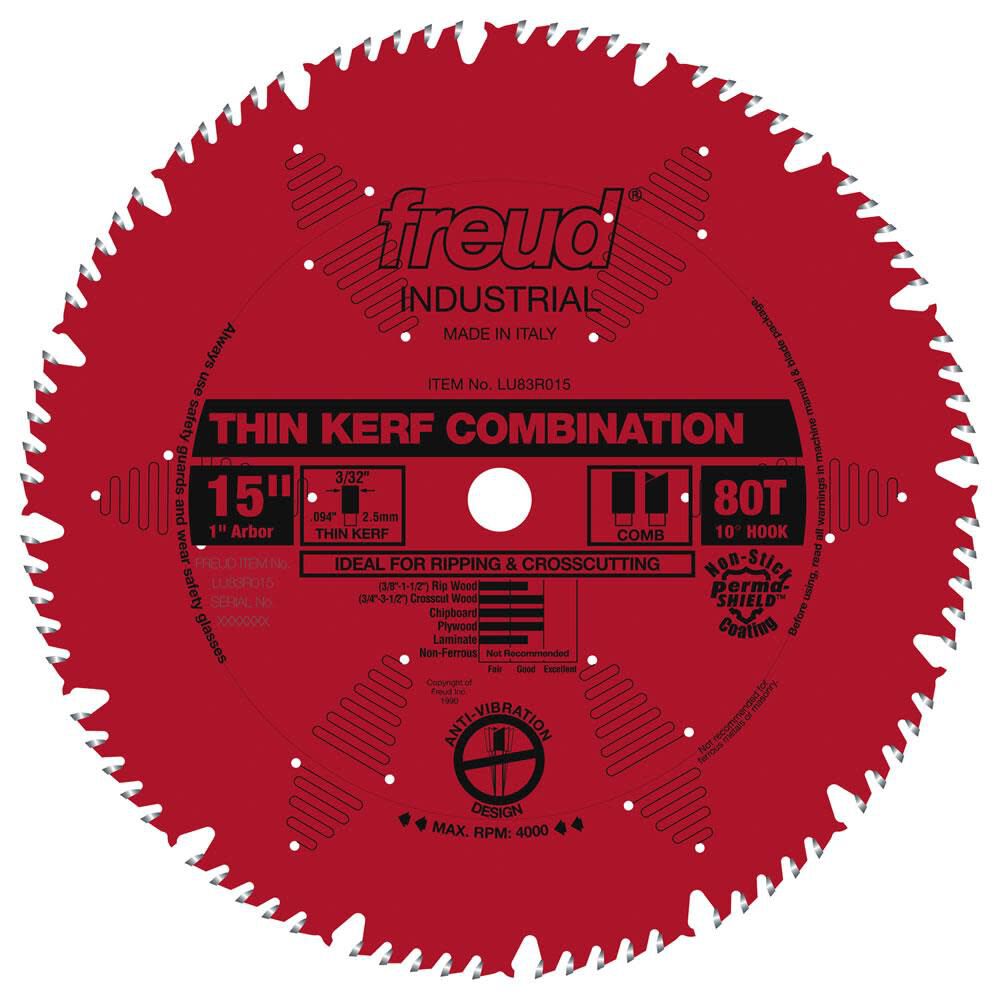 15 In. x 80T Thin Kerf Combination Blade LU83R015