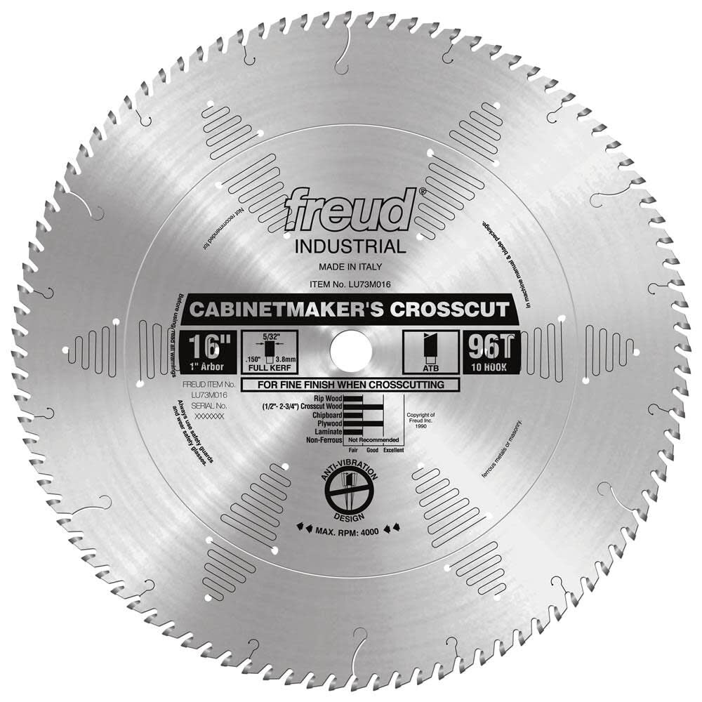 16 In. x 96T Cabinetmakers Crosscut Blade LU73M016