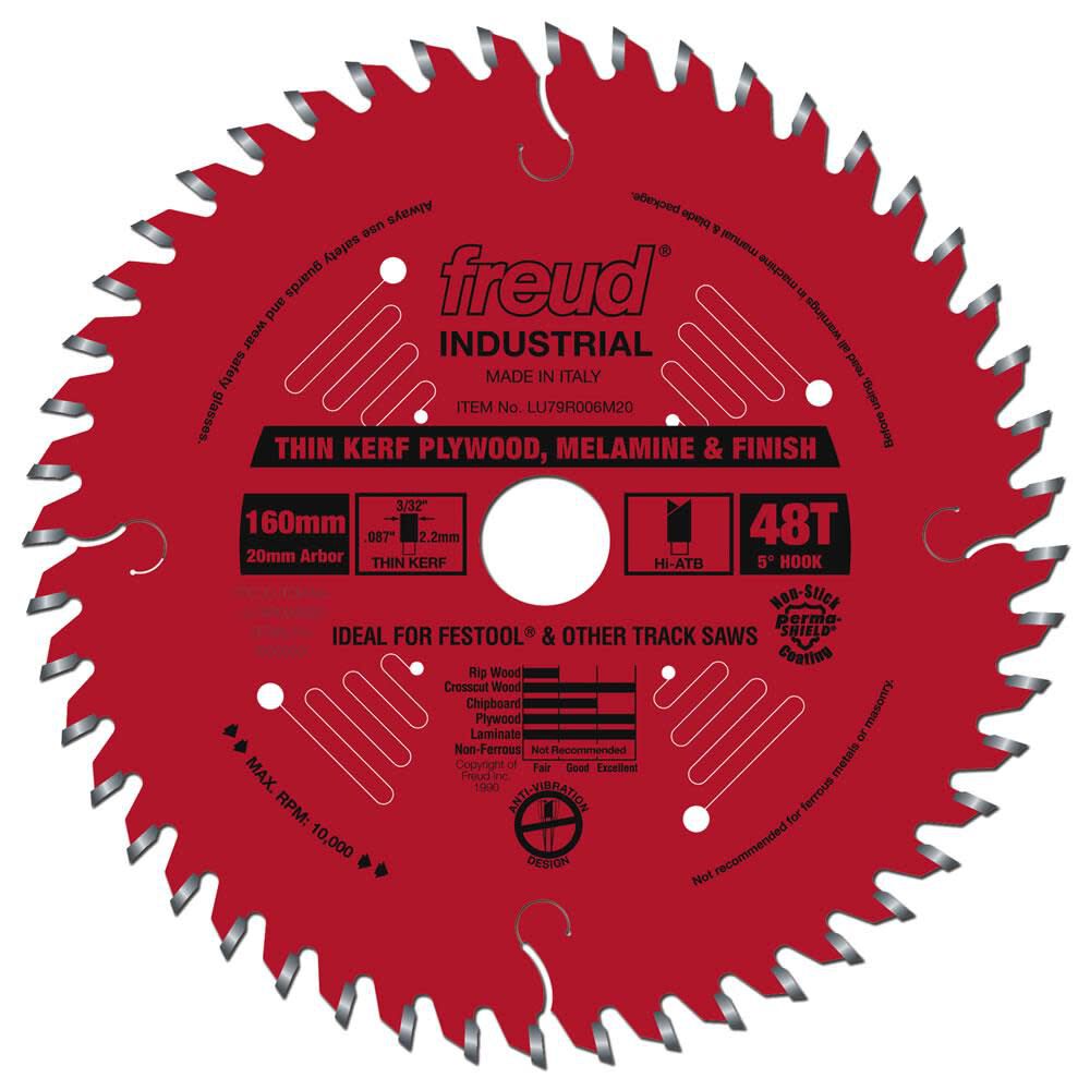 160 mm x 48T mm Thin Kerf Ultimate Plywood & Melamine Blade LU79R006M20