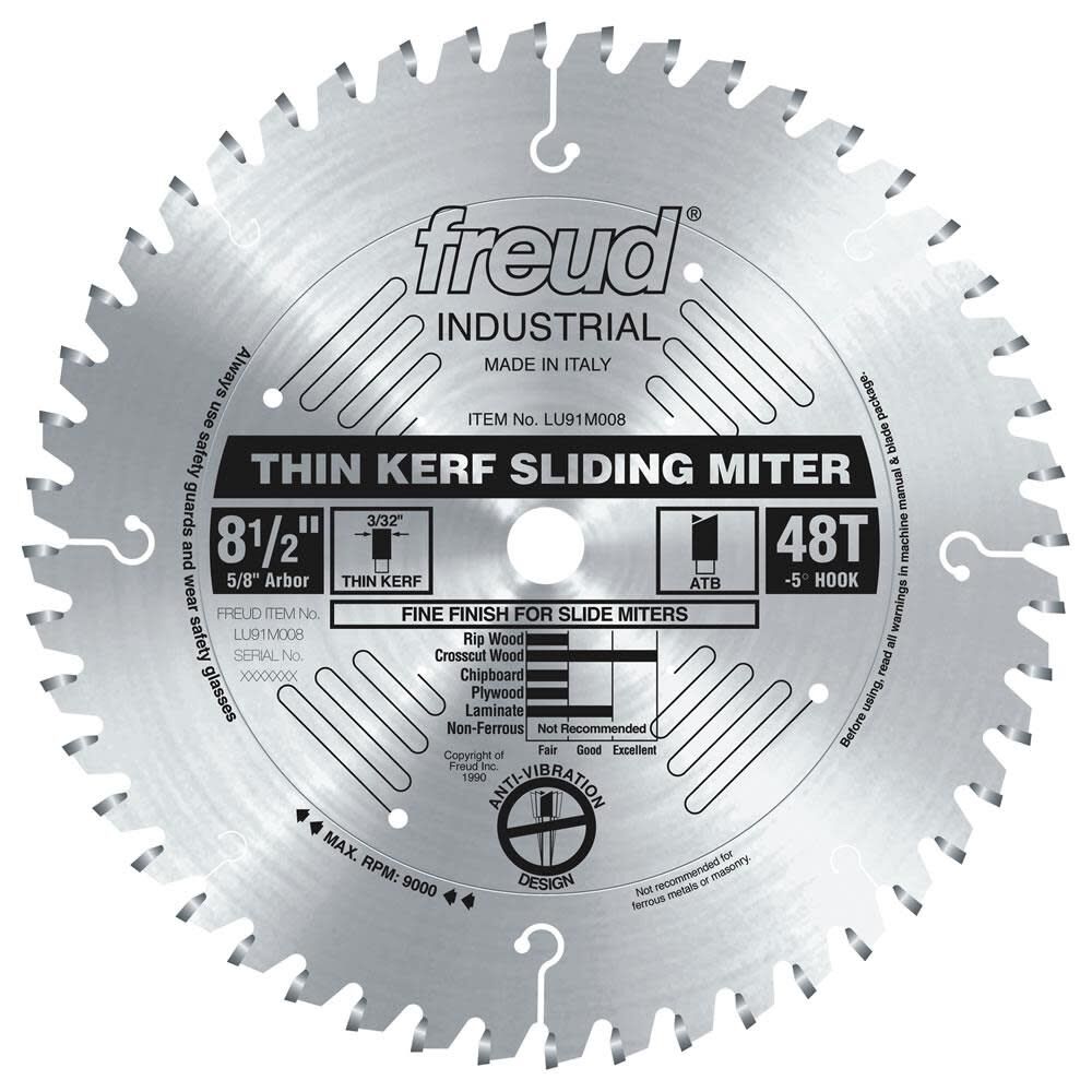 8-1/2 In. x 48T Thin Kerf Sliding Compound Miter Saw Blade LU91M008