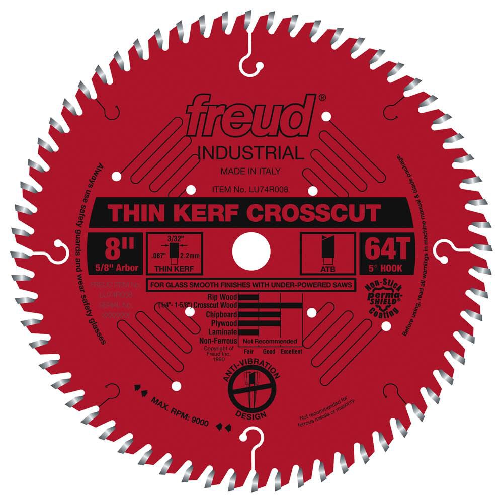 8 In. x 64T Thin Kerf Ultimate Cut-Off Blade LU74R008