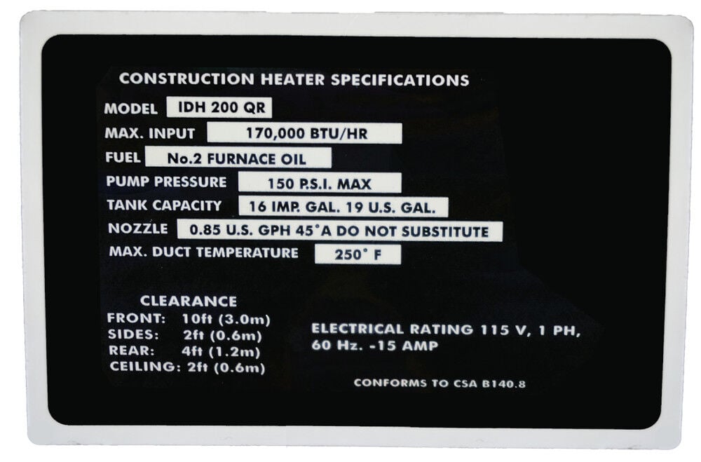 Indirect Fired 170k BTU Portable Heater System (OIL/DIESEL) IDH200QR-OIL