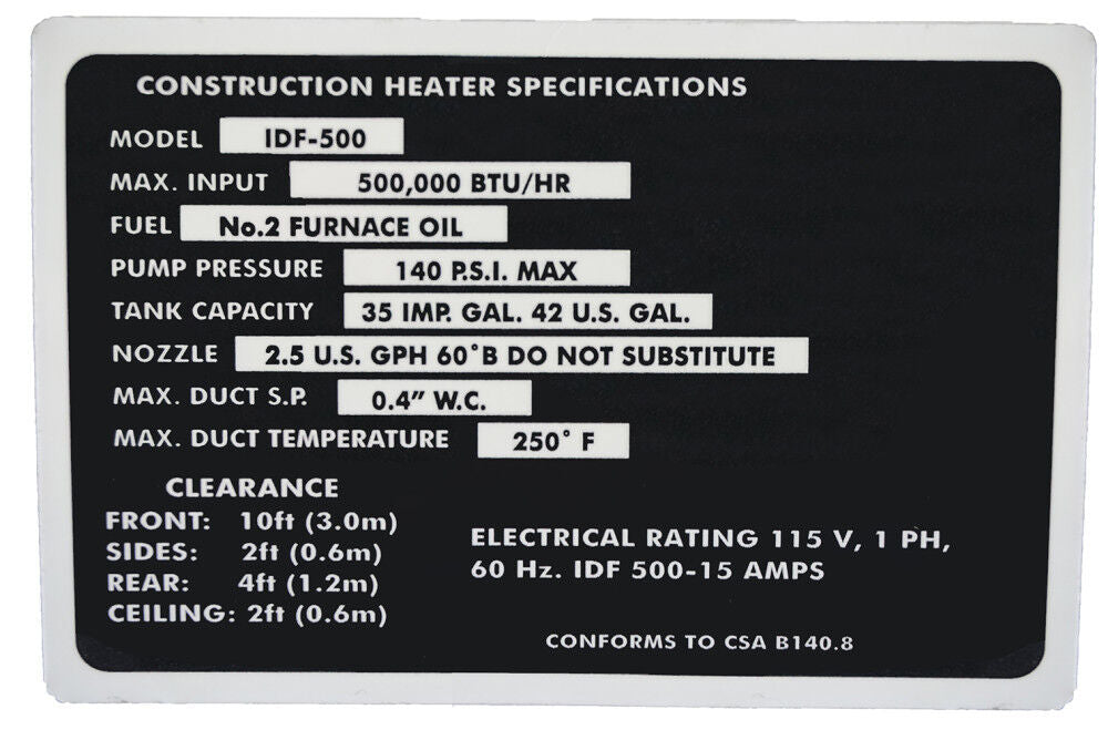 Indirect Fired 420k BTU Portable Heater System (Oil/Diesel) IDF500-OIL