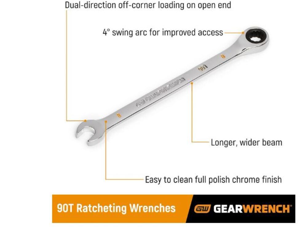 10mm 90T 12 Point Ratcheting Combination Wrench 86910