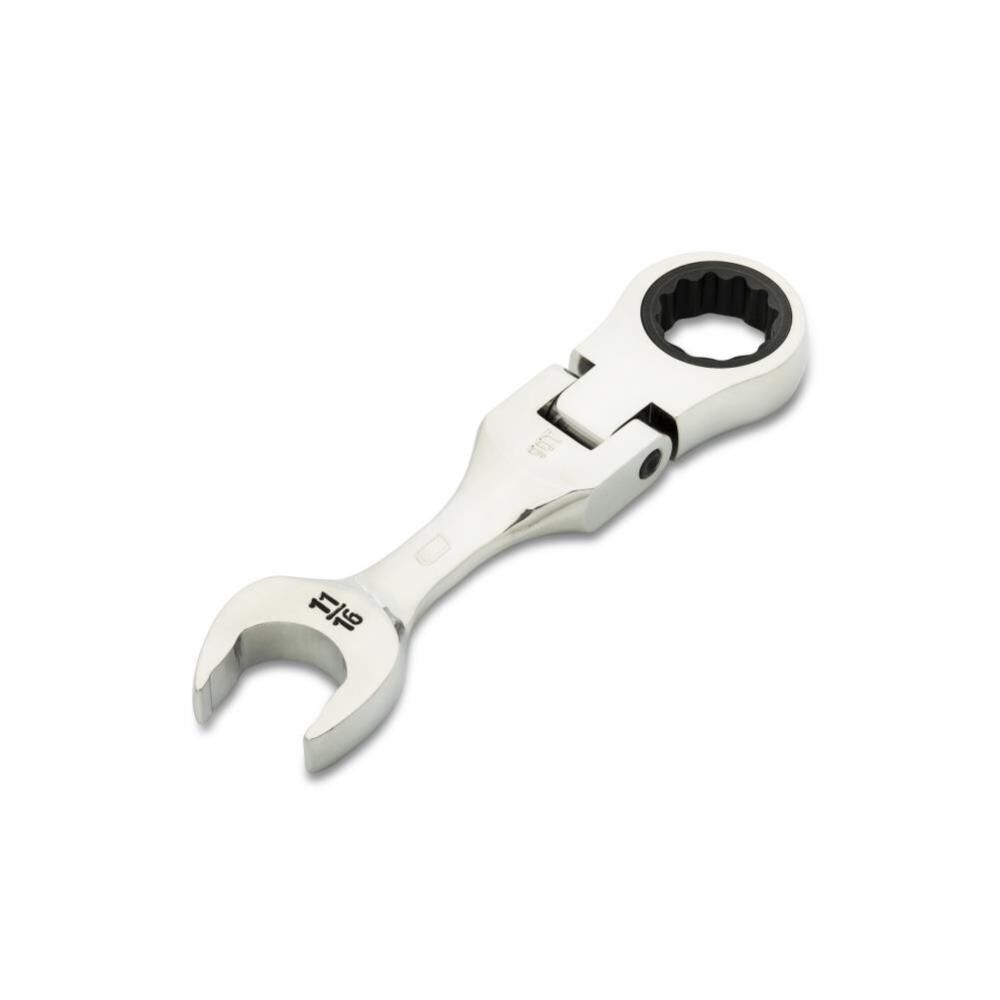 11/16 Inch 90-Tooth 12 Point Stubby Flex Combination Ratcheting Wrench 86876