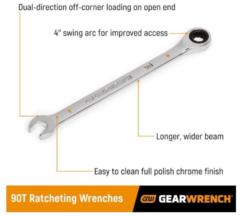 11mm 90T 12 Point Ratcheting Combination Wrench 86911