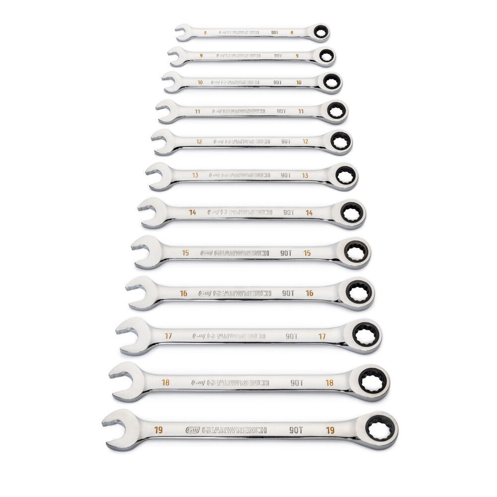 12 Pc 90T 12 Point Metric Combination Ratcheting Wrench Set 86927