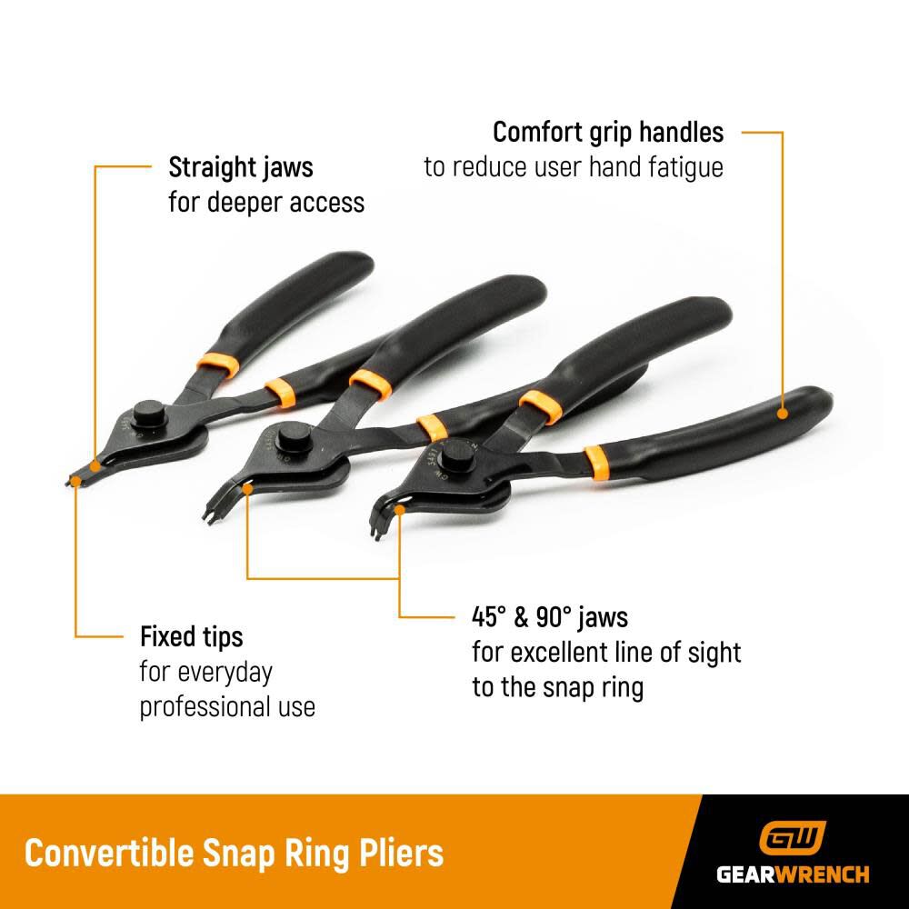 12 Pc Fixed Tip Convertible Snap Ring Plier Set 3495