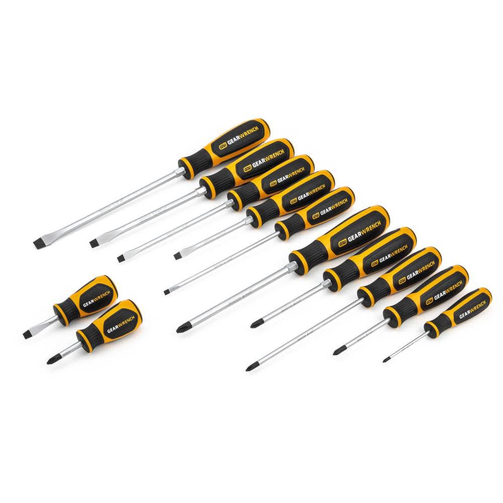 12 Pc Phillips/Slotted Dual Material Screwdriver Set 80051H