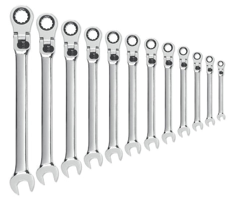 12 Pc XL Metric Locking Flex Combination Ratcheting Wrench Set 85698