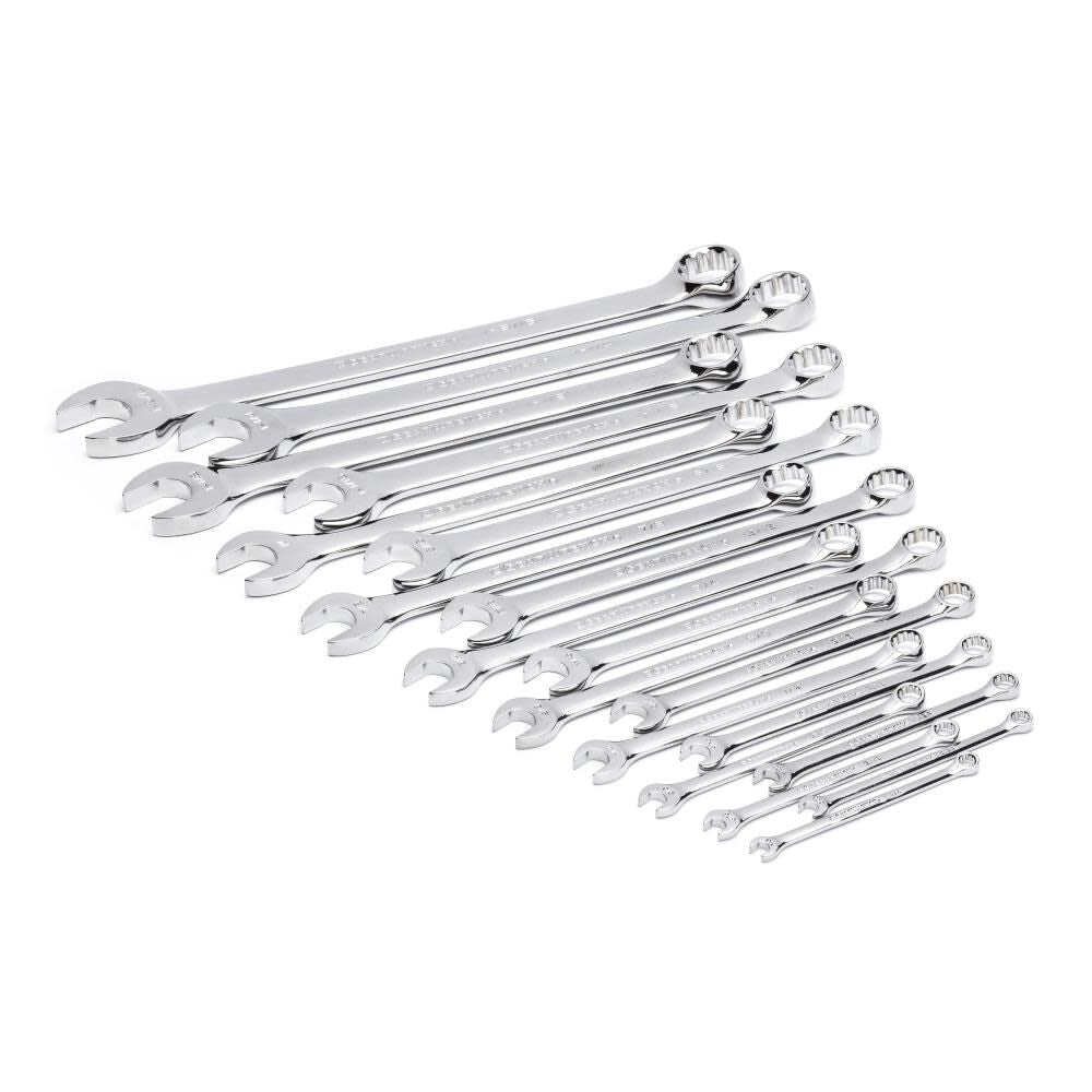 12 Point Long Pattern Combination SAE Wrench Set in Foam Storage Tray 19pc GWMSCWL12SAE