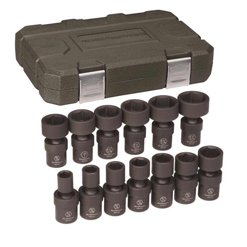 1/2in Drive 6 Point Standard Universal Impact SAE Socket Set 13pc 84938N