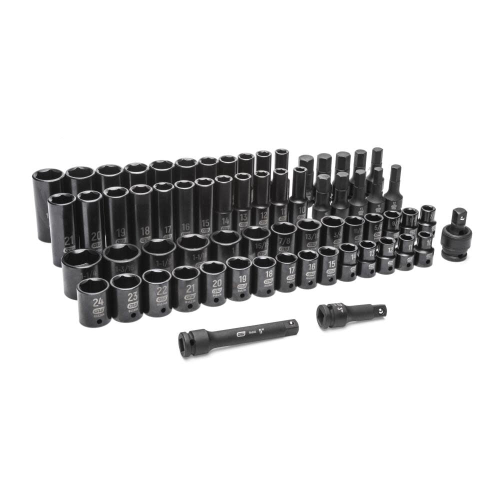 1/2in Drive Standard/Deep SAE/Metric Master Impact Socket Set 65pc 89095