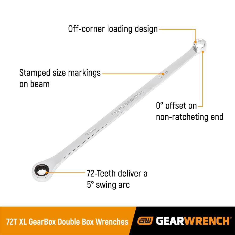 13 Pc 12 Point XL GearBox Double Box Ratcheting SAE Wrench Set 85999