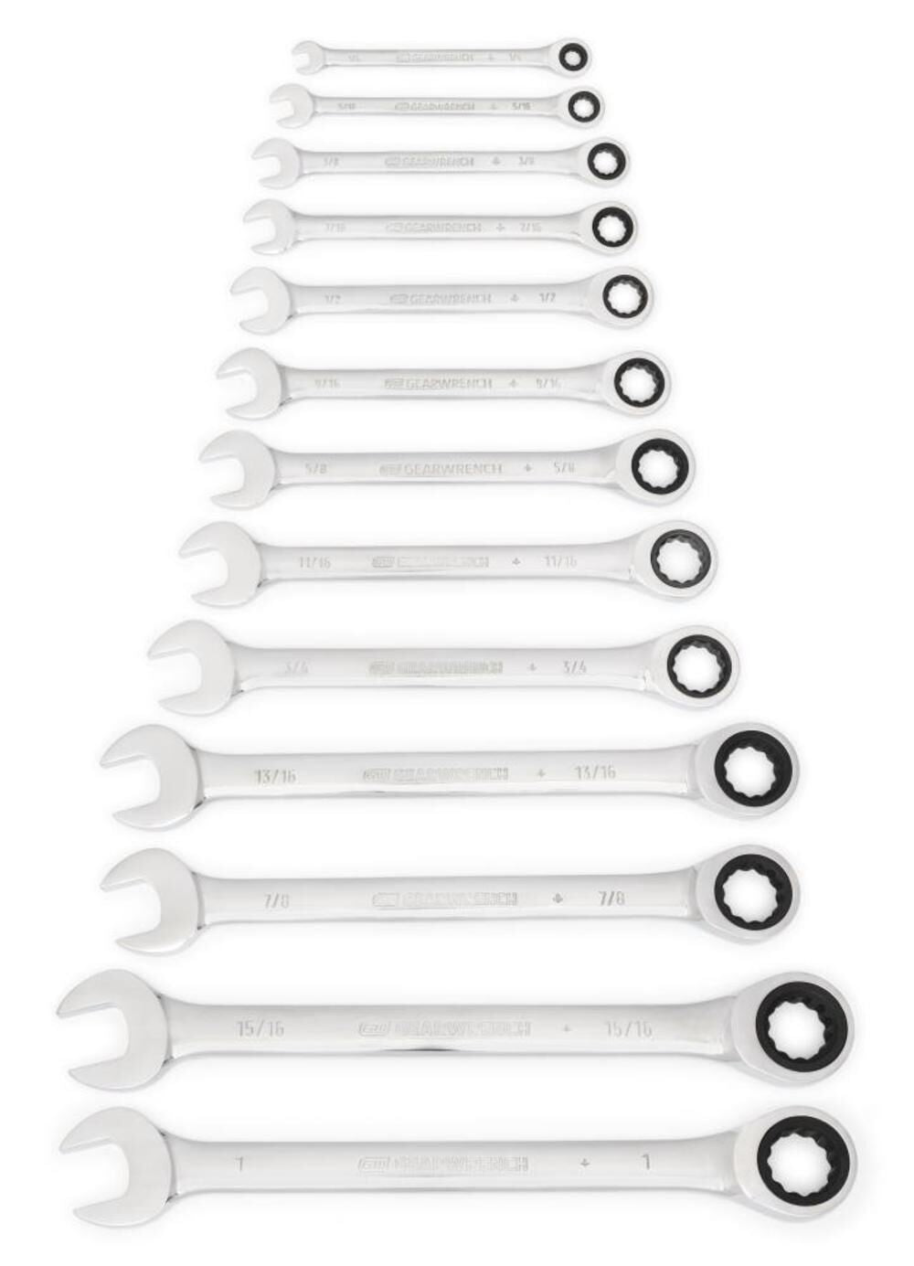 13 Pc 72-Tooth 12 Point Ratcheting Combination SAE Wrench Set 9312