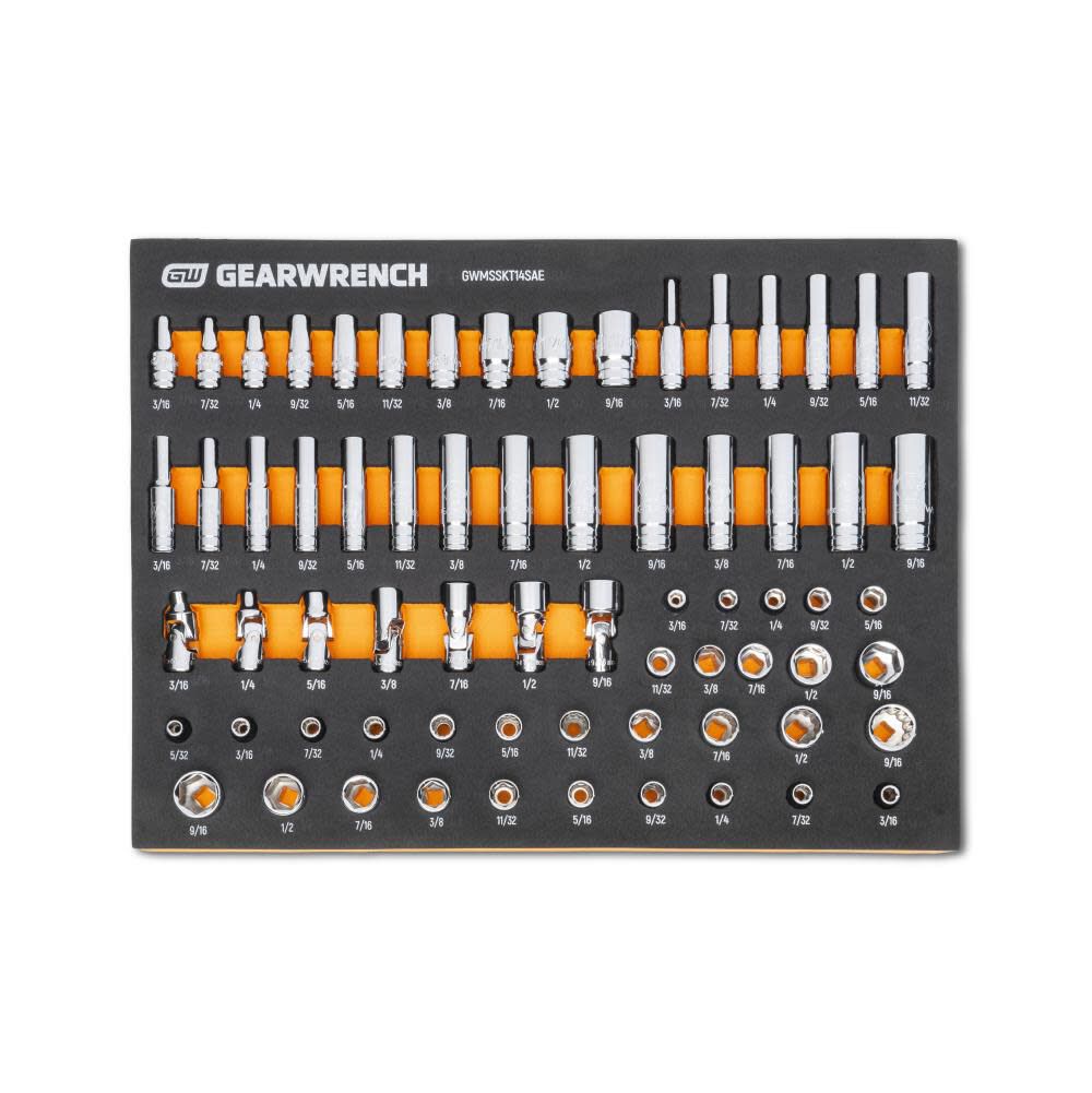 1/4 Dr Master SAE Socket Set in Foam Storage Tray 68pc GWMSSKT14SAE